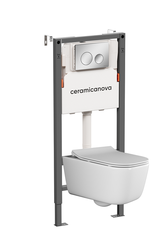 Ceramica Nova CN3005_121001CH Комплект Подвесной унитаз NEW DAY Rimless + Система инсталляции Balance кнопка Circle, хром глянцевый фото