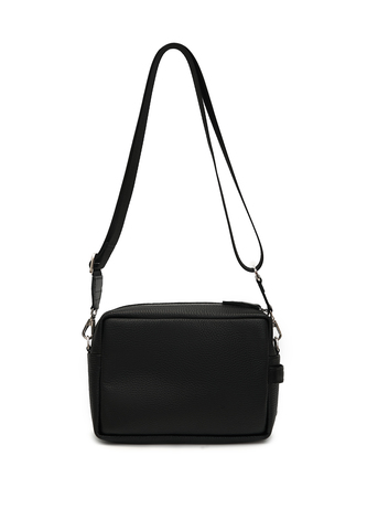 Сумка прямоугольная черная из фактурной кожи