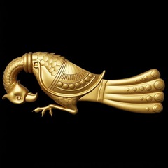 Силиконовый молд № 359 Винтажная птица большая левая