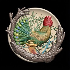 Силиконовый молд Глухарь (медальон) № 0483