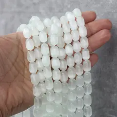 Селенит бусины, бочонок, светло-ментоловый, 12*9 мм, 1 нить, К004