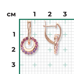 02-4485-00-257-1110-57 - Серьги из золота с круглыми подвесками гранатами и аметистами