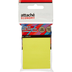 Стикеры Attache Economy с клеев.краем 76x51 мм, 100 лист неоновый желтый