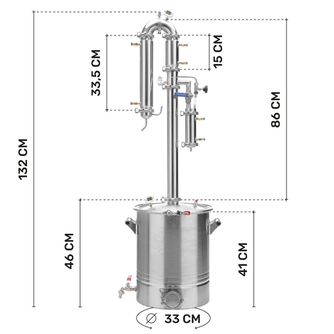 Колонный самогонный аппарат Русич с узлом отбора 2 в 1 на 35 литров