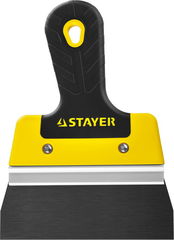 STAYER PROFlat, 150 мм, усиленная алюминиевая направляющая, двухкомпонентная ручка, анодированный, фасадный шпатель, Professional (10045-15)