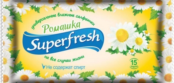 Салфетки влажные SUPER FRESH Ромашка, 15шт