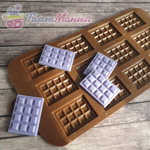 Форма силиконовая для шоколада, 12 ячеек «Плитки мини»
