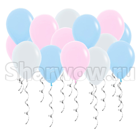 Воздушные шары под потолок Розовый и голубой макарунс