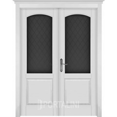 Купить Межкомнатная двустворчатая дверь массив ольхи Фоборг белая эмаль остеклённая