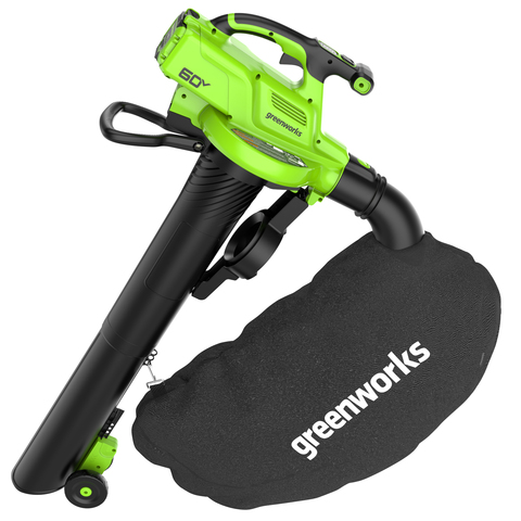 Воздуходувка-пылесос аккумуляторная Greenworks GD60BVII, 60V, бесщеточная, без АКБ и ЗУ (2409307)