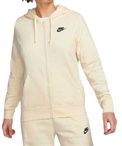 Женская теннисная толстовка Nike Sportswear Club Fleece Full Zip Hoodie - coconut milk/black