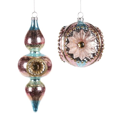 Набор елочных шаров 2шт 20,5см Goodwill M&G розово-голубой с золотом