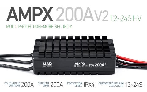 ESC регулятор мотора MAD AMPX 200A (12-24S) HV v2.0 (CAN)