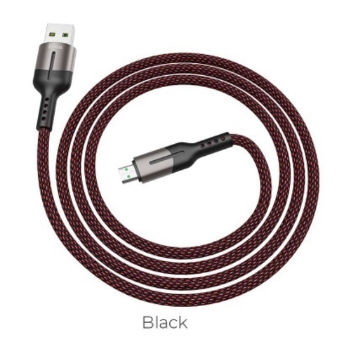 USB - микро USB HOCO U68 Gusto, 1.2м, круглый, 4.0A, нейлон, цвет: чёрный