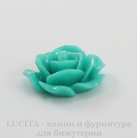 Кабошон акриловый "Роза", цвет - морская волна, 16 мм
