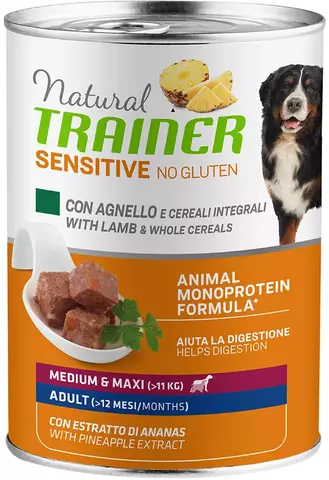 Trainer NAT SENSITIVE NO GLUTEN Med/Maxi Adult консервы д/взр.собак средн/круп пород (ягненок)400гр