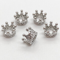 Бусина Корона Milano LUX, цвет серебро (родий), размер 10*7 мм, цена за 1 шт