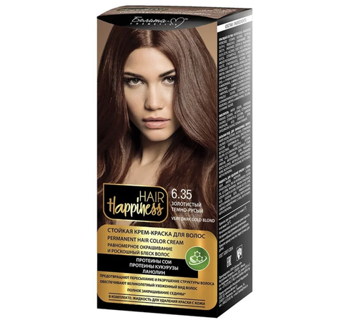 Hair Happiness Крем-краска для волос аммиачная №6.35 золотистый темно-русый Белита-М