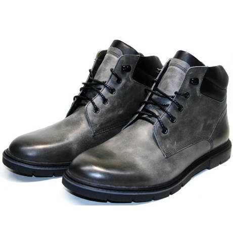 Мужские зимние ботинки на меху серые Ікос 3620-3 S