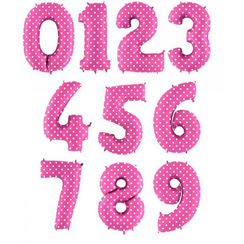 Фольгированная цифра Горошек на розовом 101 см.
