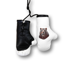 Перчатки боксерские комбинированные "Бурый медведь", белые с черным