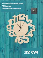 Набор для часов своими руками "Детали", основа 32 см со стрелками и часовым механизмом.