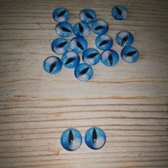 Глазки стеклянные круглые клеевые Голубые 14мм (2шт)