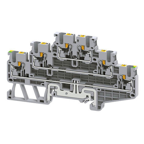 Клеммы пружинные Push-IN / 0,2-2,5mm2 /24A/500V /трехуровневые с заземлением нижнего уровня