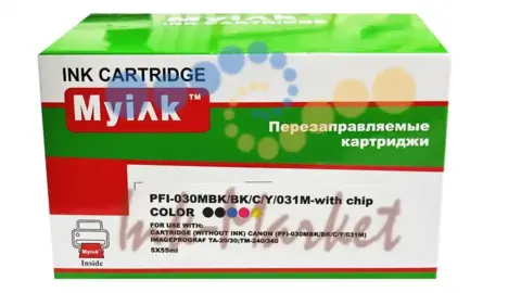 Картриджи MyInk ПЗК PFI-030 для CANON imageProGRAF TA-20/TA-30, TM-240/TM-340, с чипами, 5 шт MBK/BK/C/Y/031M