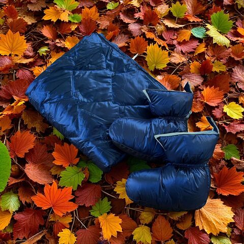 Дорожный плед-пончо пуховый 130х170 German Grass Travel Cape Plaid Indigo темно-синий