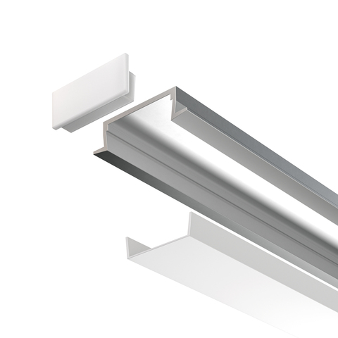 Алюминиевый профиль Maytoni встраиваемый с фланцем 22×6 (Серебро, 2 м), ALM004S-2M