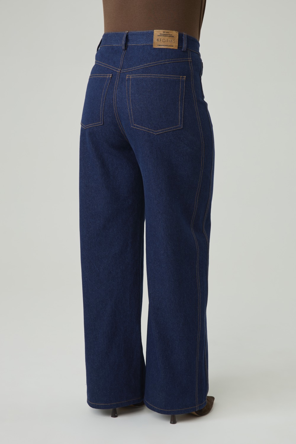 Джинсы Wide leg со вставками, темно-синий