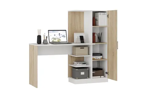Компьютерный стол Бейсик дуб сонома / белый