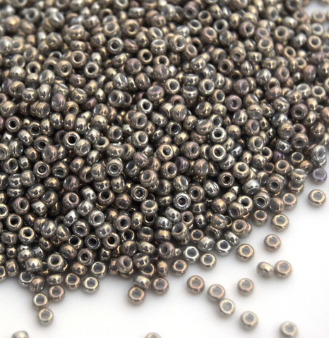 RR-1865 Бисер круглый Миюки 11/0 Дымчато-серый непрозрачный глянцевый /Miyuki round 11/0 opaque smoke gray luster
