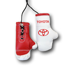 Перчатки боксерские комбинированные "Toyota", белые с красным