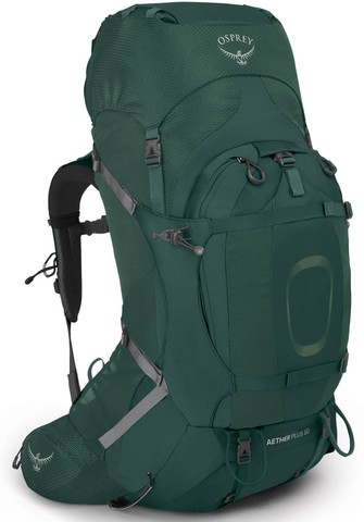 Картинка рюкзак туристический Osprey Aether Plus 60 Axo Green - 1