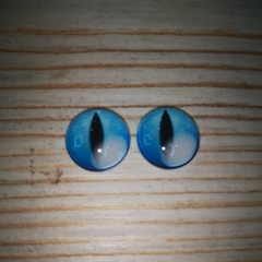 Глазки стеклянные круглые клеевые Голубые 14мм (2шт)