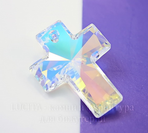 6864 Подвеска Сваровски Крестик Crystal AB (40х30 мм)