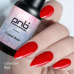 Crystal base Red PNB/Красный оттенок базы, светоотражающий с шиммерными частицами