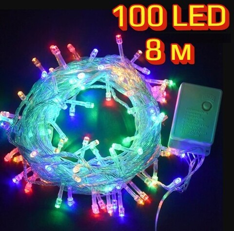 Светодиодная гирлянда 100 LED 8м. цвет разноцветный
