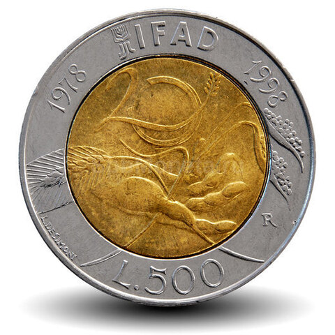 500 лир. 20 лет IFAD. Италия. 1998 год. XF-AU