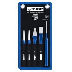 ЗУБР 5 предметов, набор шестигранных зубил и кернеров в чехле, Профессионал (21070-H5)