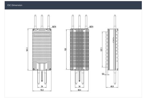 ESC регулятор мотора MAD AMPX 200A (12-24S) HV v2.0 (CAN)