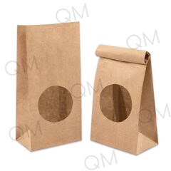 Крафт пакет ламинированный с окном 70 мм с прямоугольным дном 120*80*250 мм (1 слой) крафт, 600шт