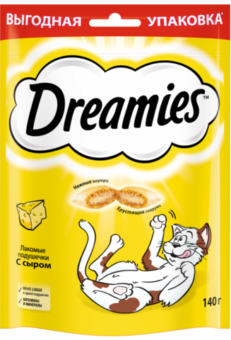 DREAMIES с сыром, для кошек, лакомство (140 г)