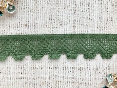 Кружево хлопковое/Тесьма вязаная, ш. 3 см, тёмно-зелёный