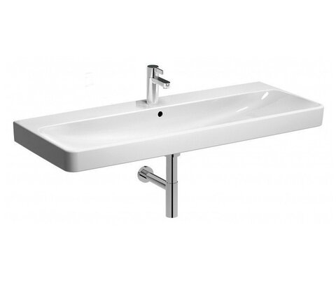 Раковина Geberit Smyle Square: B=120см, T=48см, Отверстие под смеситель=По центру, Перелив=На виду, Белый