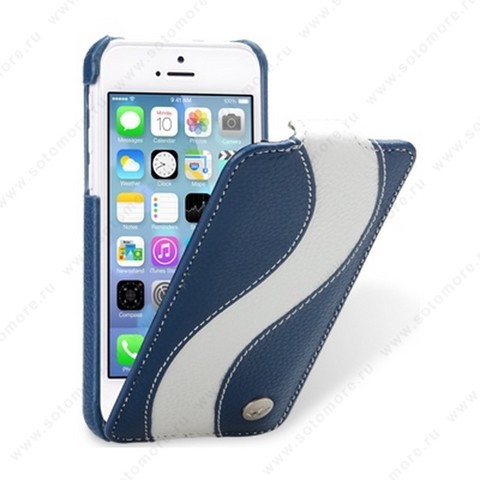 Чехол-флип Melkco для iPhone SE/ 5s/ 5C/ 5 Leather Case Special Edition Jacka Type (Dark Blue/ White LC)