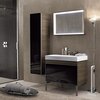 Шкафчик для раковины Geberit Citterio, с одним выдвижным ящиком: B=88.4см, H=55.4см, T=50.4см, черный / глянцевое стекло, темный дуб / меламин, структура дерева