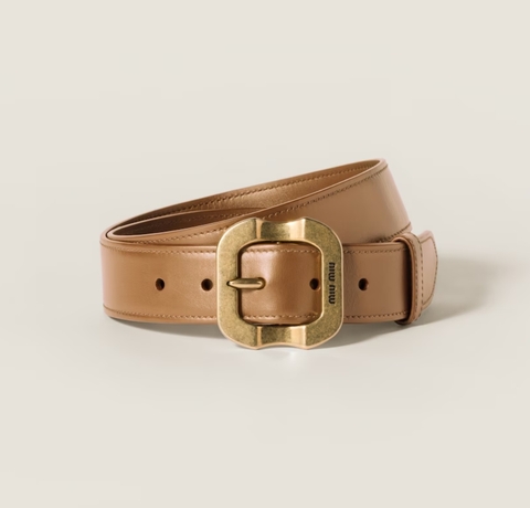 Кожаный ремень Miu Miu, коричневый